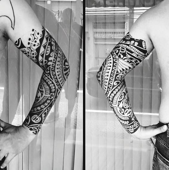 Tribal Male Forearm Tattoo Design Ideas
