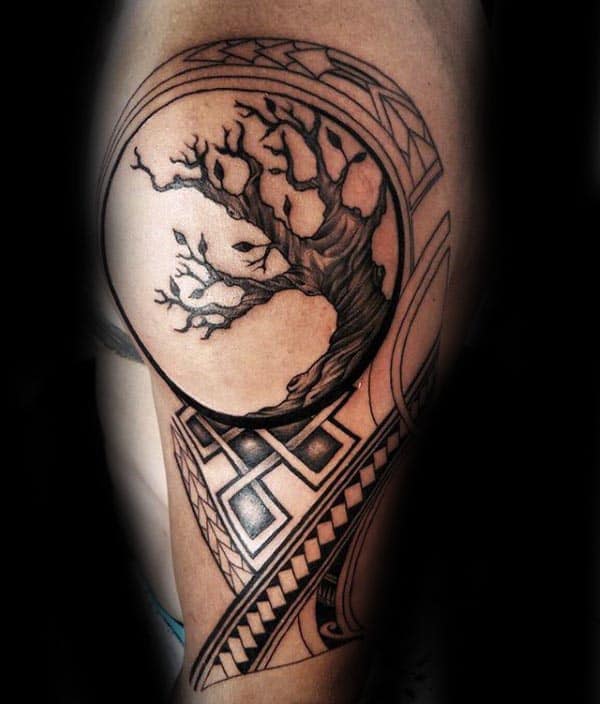 Tribal Male Tree Of Life Arm Tattoo Ideas