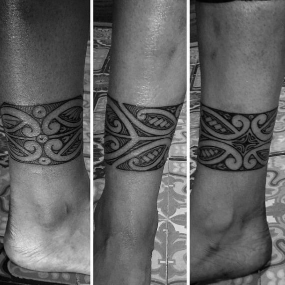 Tribal Masculine Ankle Band Tattoos For Men