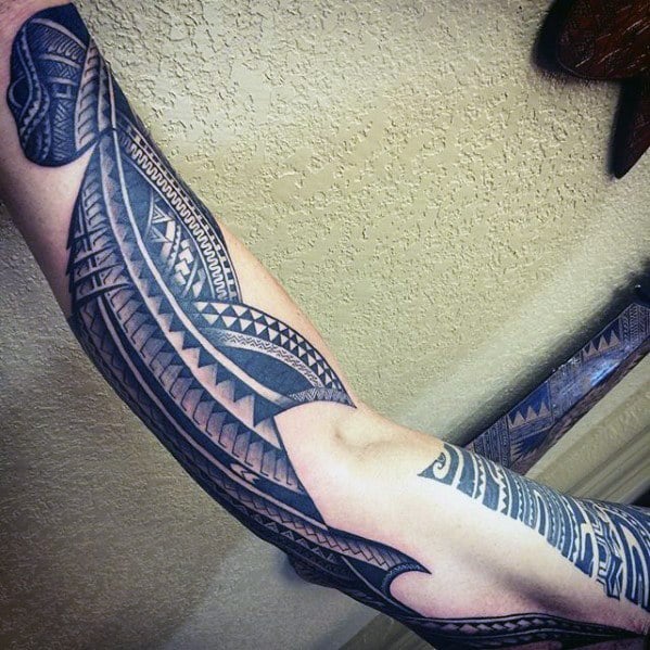 Tribal Mens Tattoo Ideas With Polynesian Shark Design
