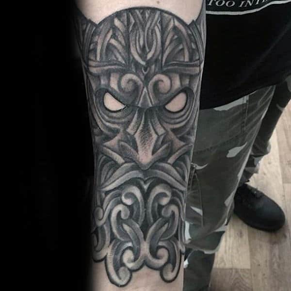 Tribal Odin Mens Dotwork Inner Forear Tattoos