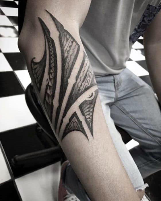 Tribal Outer Forearm Polynesian Tattoo Design Ideas For Men
