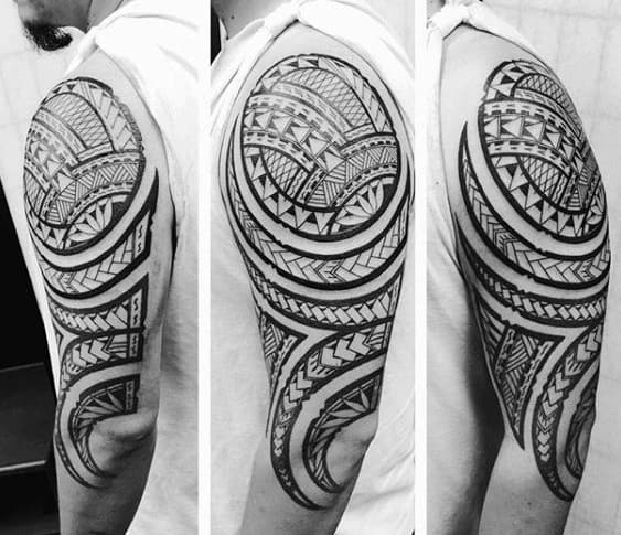 Tribal Polynesian Arm Guys Tattoo Design Inspiration