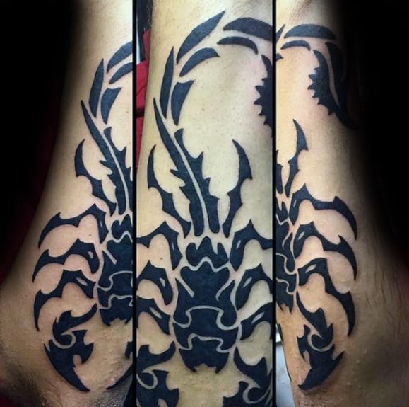 Tribal Scorpion Guys Outer Forearm Tattoos