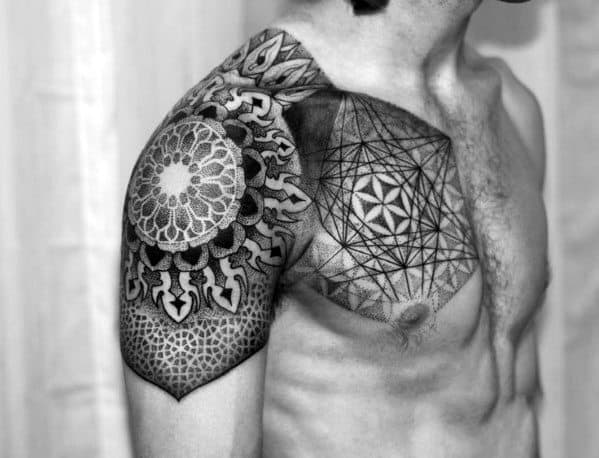 Tribal Shape Chest Tattoo
