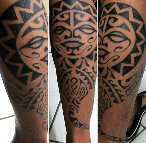 Tribal Sun Mens Forearm Hawaiian Tattoos