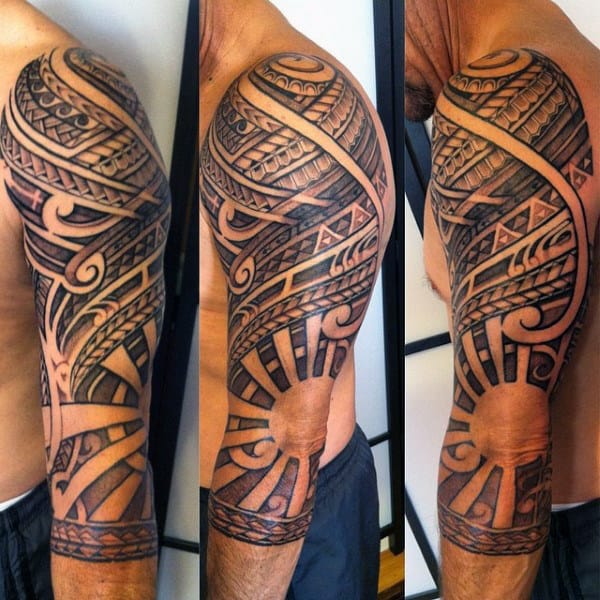Tribal Sun Tattoo For Men Sleeve