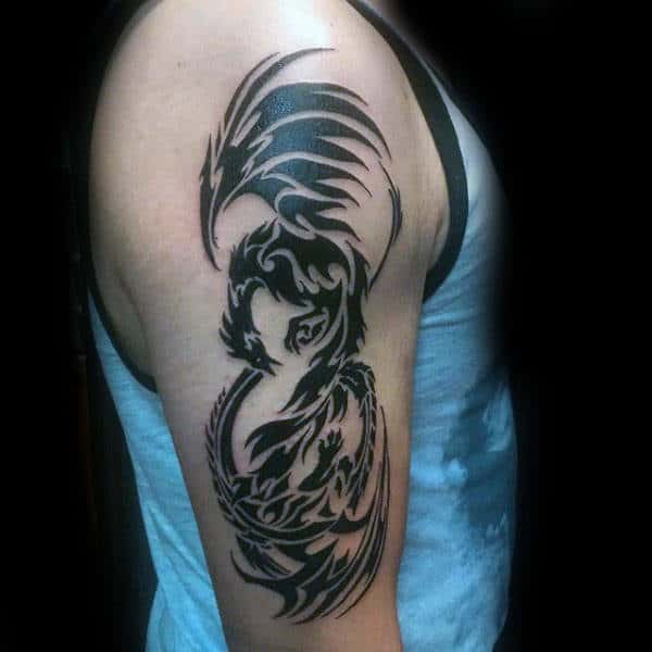 Tribal Tattoo Dragon Designs On Man Upper Arm