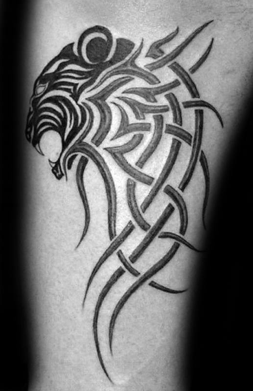 Tribal Tiger Male Inner Forearm Tattoos