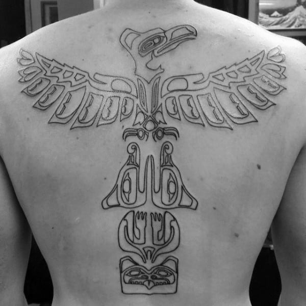 Tribal Totem Pole Mens Spine Tattoos