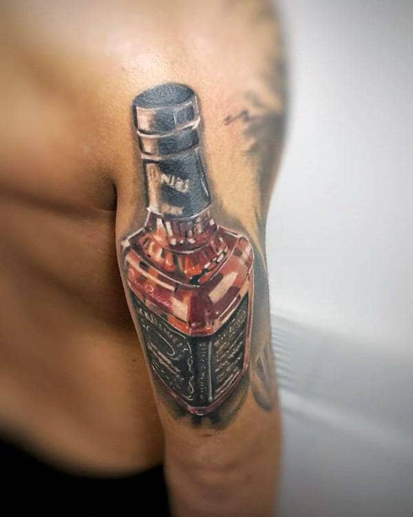 Tricep Jack Daniels Tattoo On Man