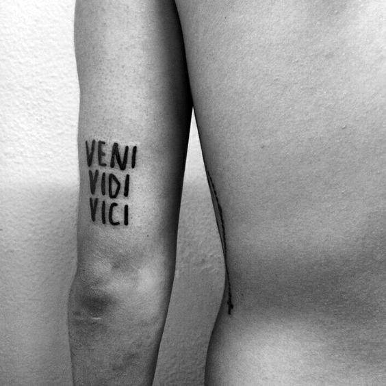 Blackwork Veni Vidi Vici Tattoo Idea - BlackInk AI