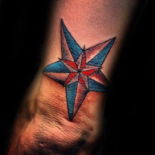 Tricep Nautical Star Red White And Blue Mens Tattoos