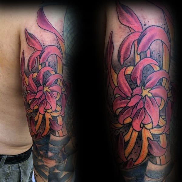 Triceps Chrysanthemum Flower Male Tattoos