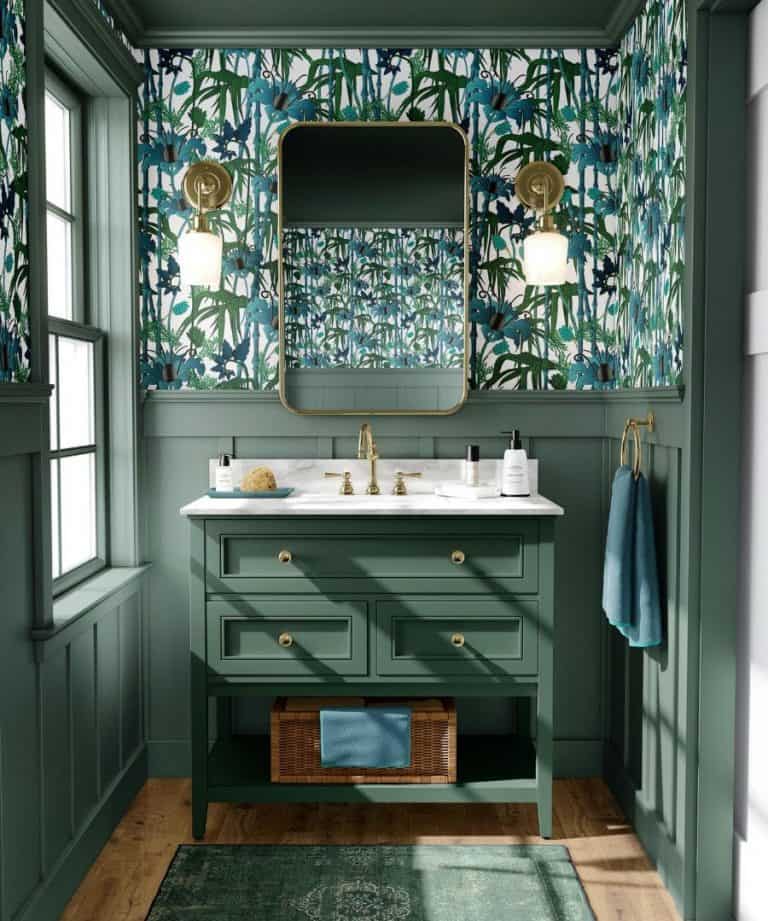 The Top 70 Bathroom Wallpaper Ideas - Tropical Bathroom Wallpaper IDeas LinDaclaytonwrites 768x921