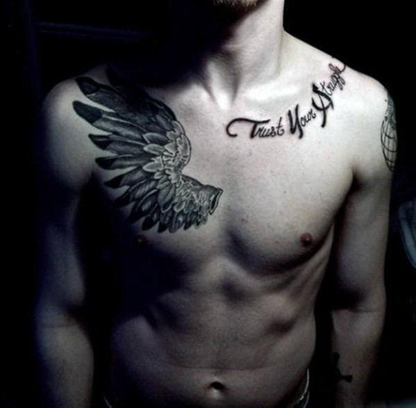 Trust Your Struggle With Wing Chest Quote Male Tattoos