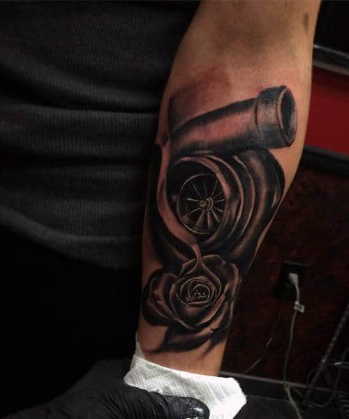 Turbo Tattoo For Cars On Man