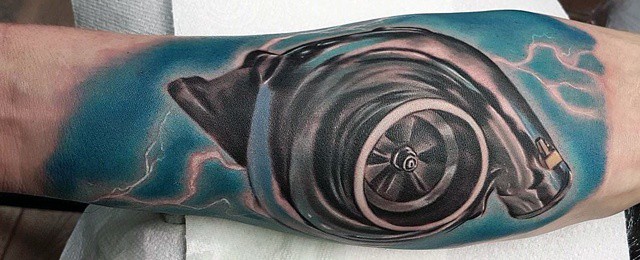 Turbo Hand Tattoo in Black and Grey