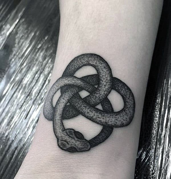 Twisted Snake Ouroboros Mens Wrist Tattoo Ideas