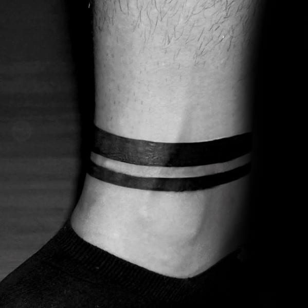 Two Black Bands Ankle Band Tattoo Ideas For Males