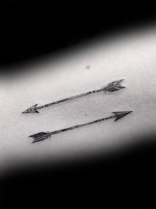 Two Simple Arrows Mens Arm Bicep Tattoo Inspiration