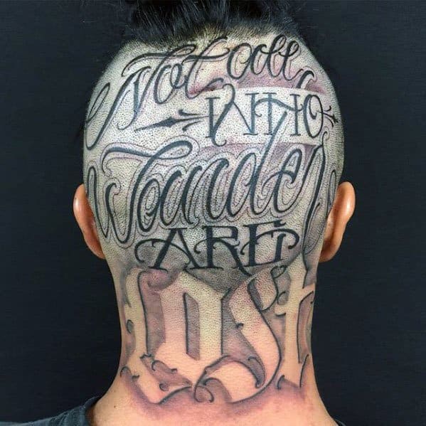 Typography Mens Tattoo Designs Back Of Head