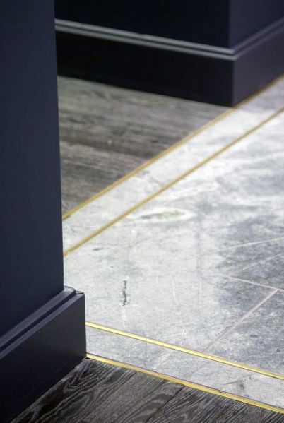 Ultra Luxury Brass Insert Tile To Wood Floor Transition Design Inspiration