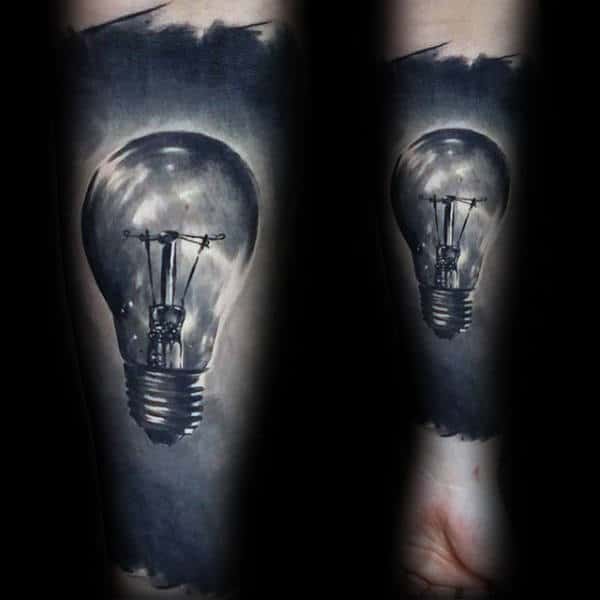 Ultra Realistic Amazing Light Bulb Mens Forearm Sleeve Tattoos