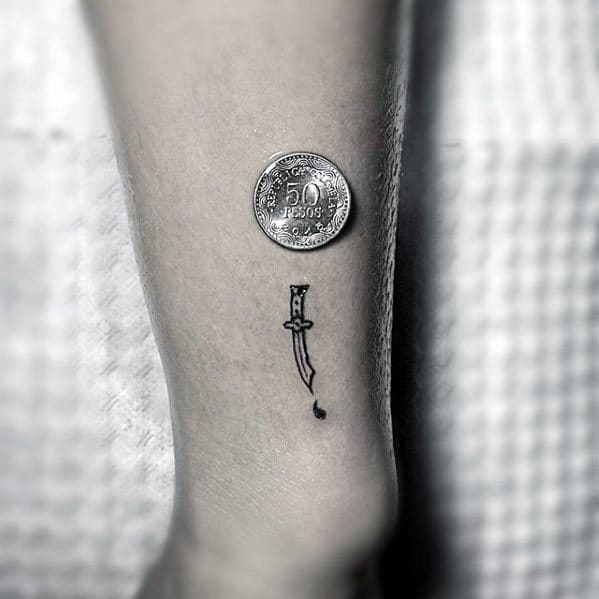 Ultra Tiny Dagger Small Manly Mens Forearm Tattoo