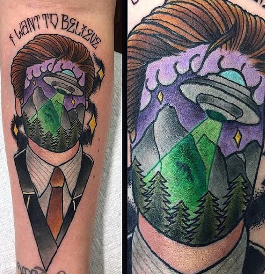 Unconventional Ufo Tattoo Male Forearms