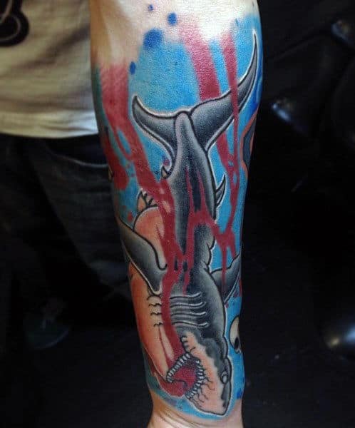 Underwater Forearm Tattoos Shark Men
