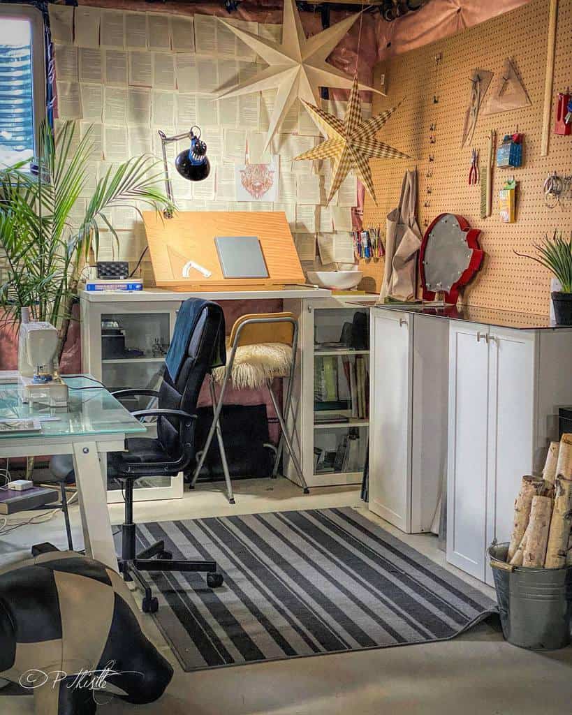 cluttered office space