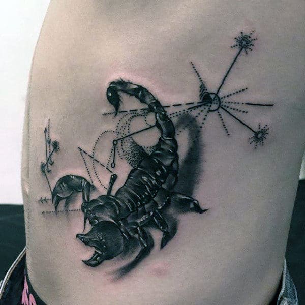 Unforgiving Scorpion Tattoo With Arrows On Torso Male