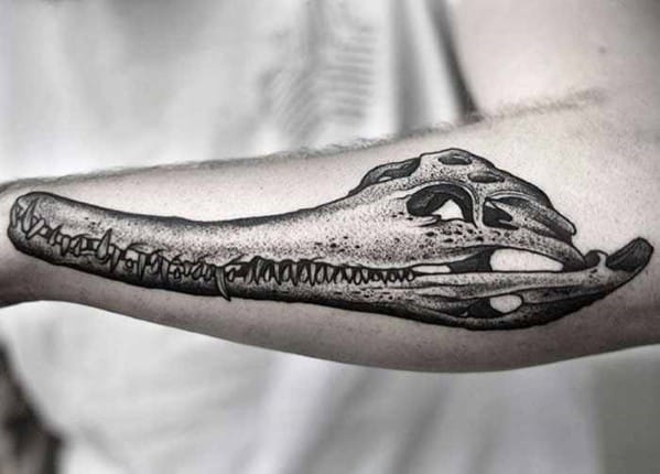 Unique Animal Alligator Skull Mens Forearm Tattoo