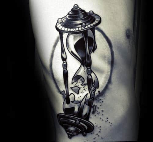 Unique Broken Hourglass Male Rib Cage Side Tattoos