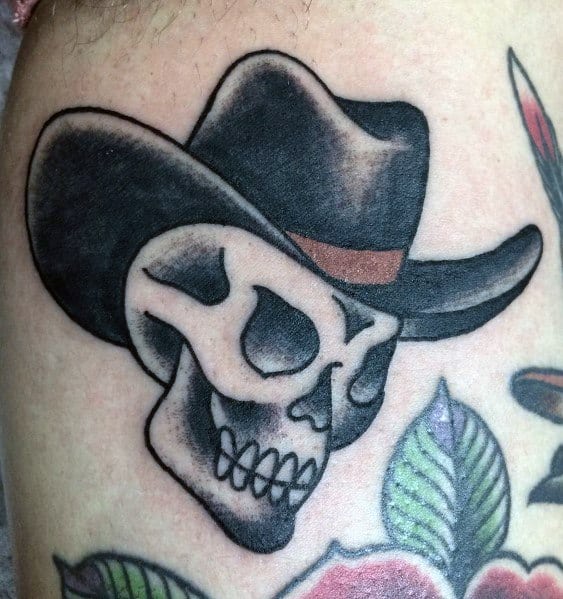 Unique Cowboy Hat Tattoos For Men
