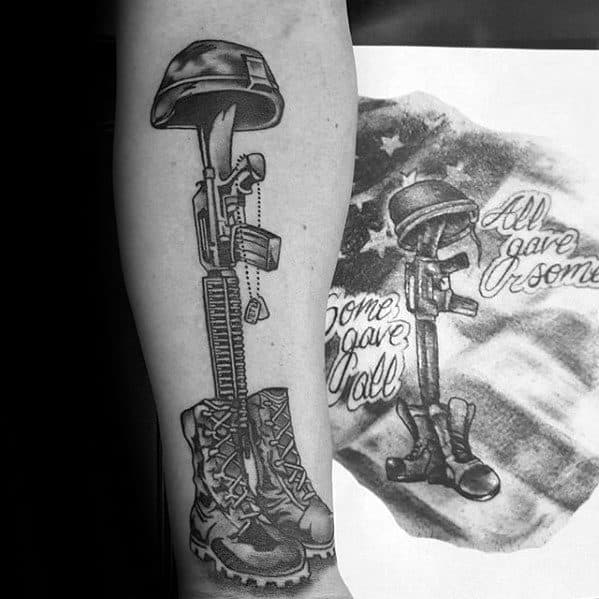 Unique Fallen Soldier Inner Forearm Tattoos For Males