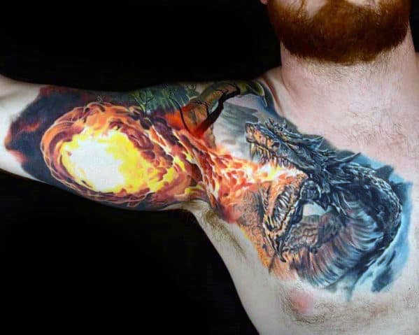 unique-fire-breathing-dragon-mens-chest-and-inner-arm-bicep-3d-tattoo