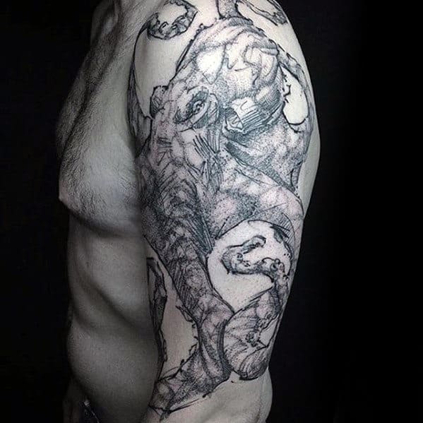 Unique Guys Sketched Design Octopus Tattoo On Arms