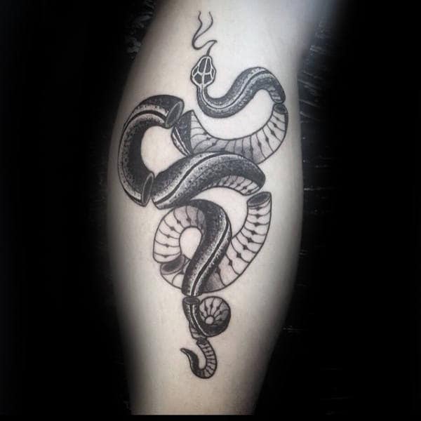 Unique Join Or Die Snake Leg Calf Tattoos For Men