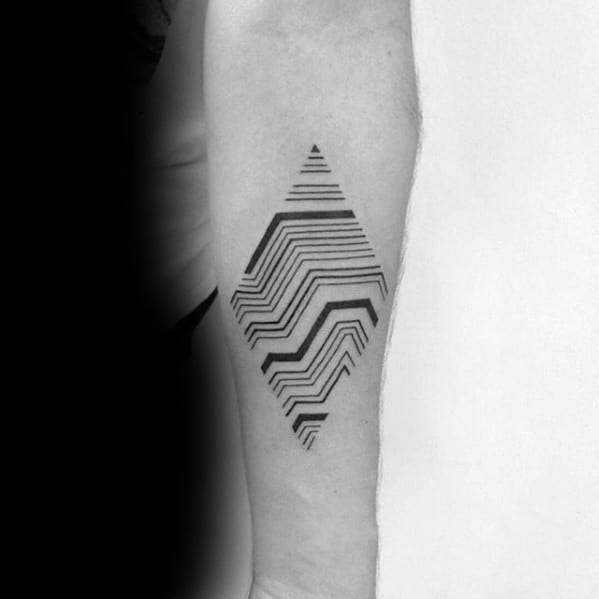 Unique Line Pattern Guys Simple Inner Forearm Tattoo