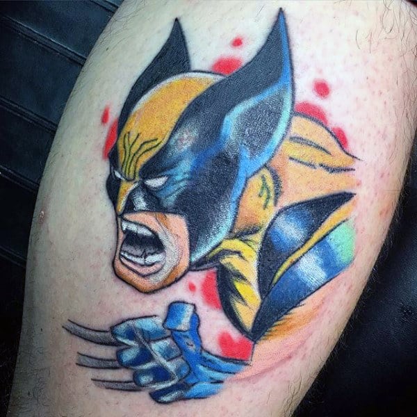 Unique Male Wolverine Small Leg Calf Tattoo Ideas