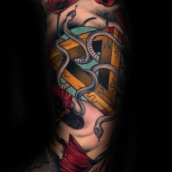 Unique Mens Arm Snake Penrose Triangle Tattoos