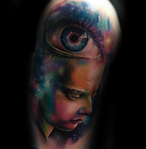 Unique Mens Consciousness Watercolor Arm 3d Tattoos
