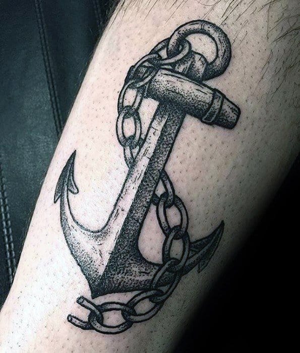 Unique Mens Detailed Forearm Anchor Tattoos