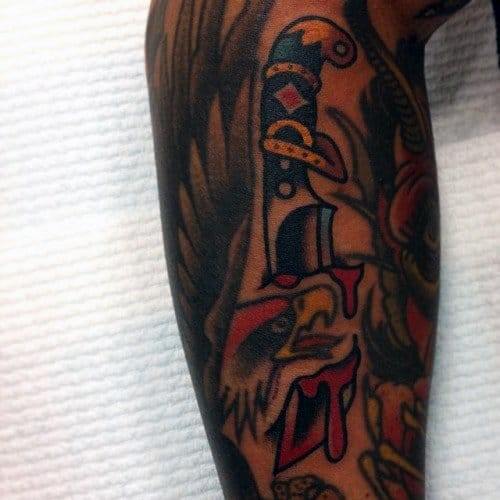 Unique Mens Filler Dagger With Bald Eagle Head Tattoos