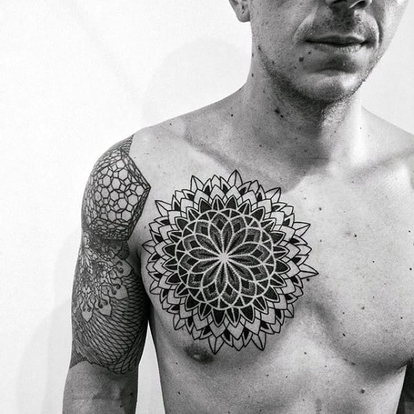 Unique Mens Geometric Chest Tattoos