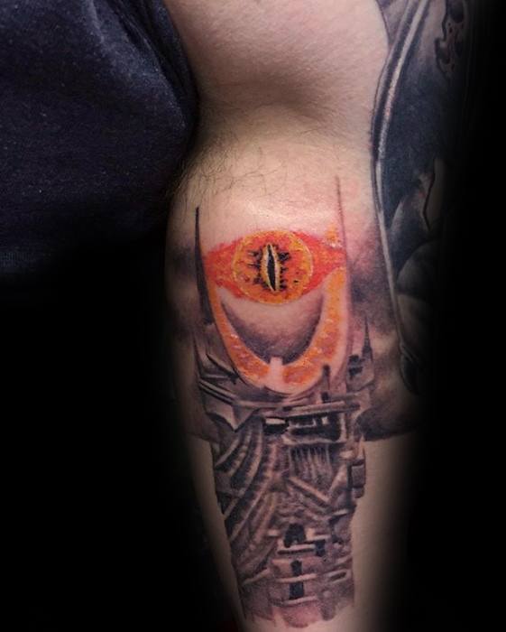 Unique Mens Inner Arm Bicep Eye Of Sauron Tattoos
