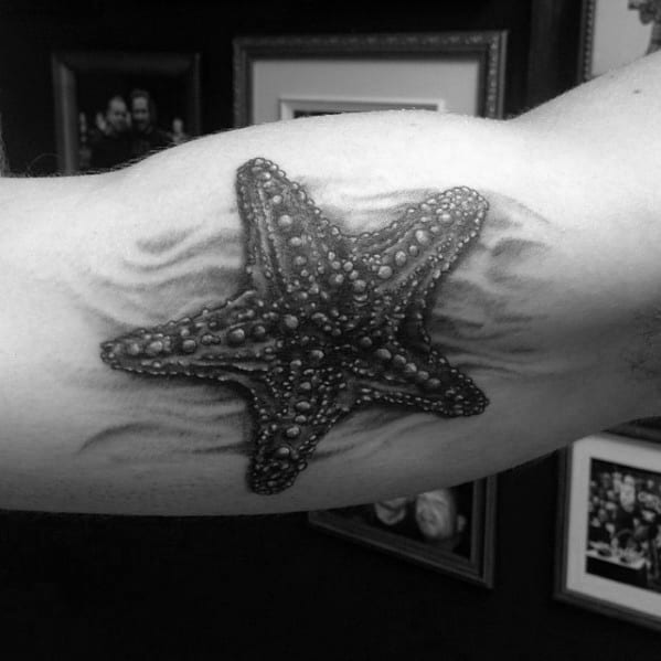 Unique Mens Inner Arm Bicep Starfish Tattoos