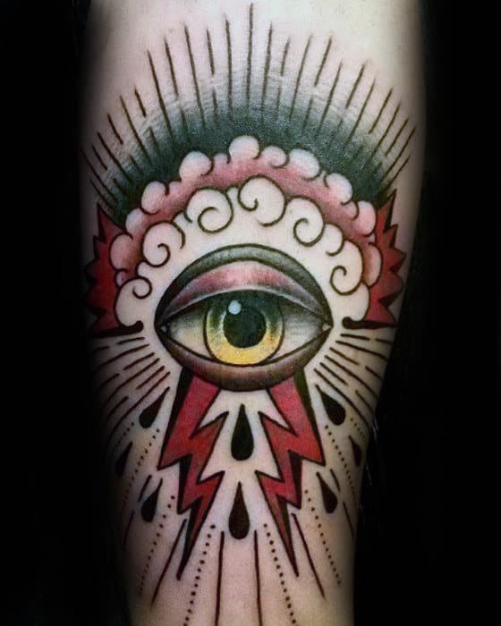 Unique Mens Inner Forearm Traditional Eye Tattoos
